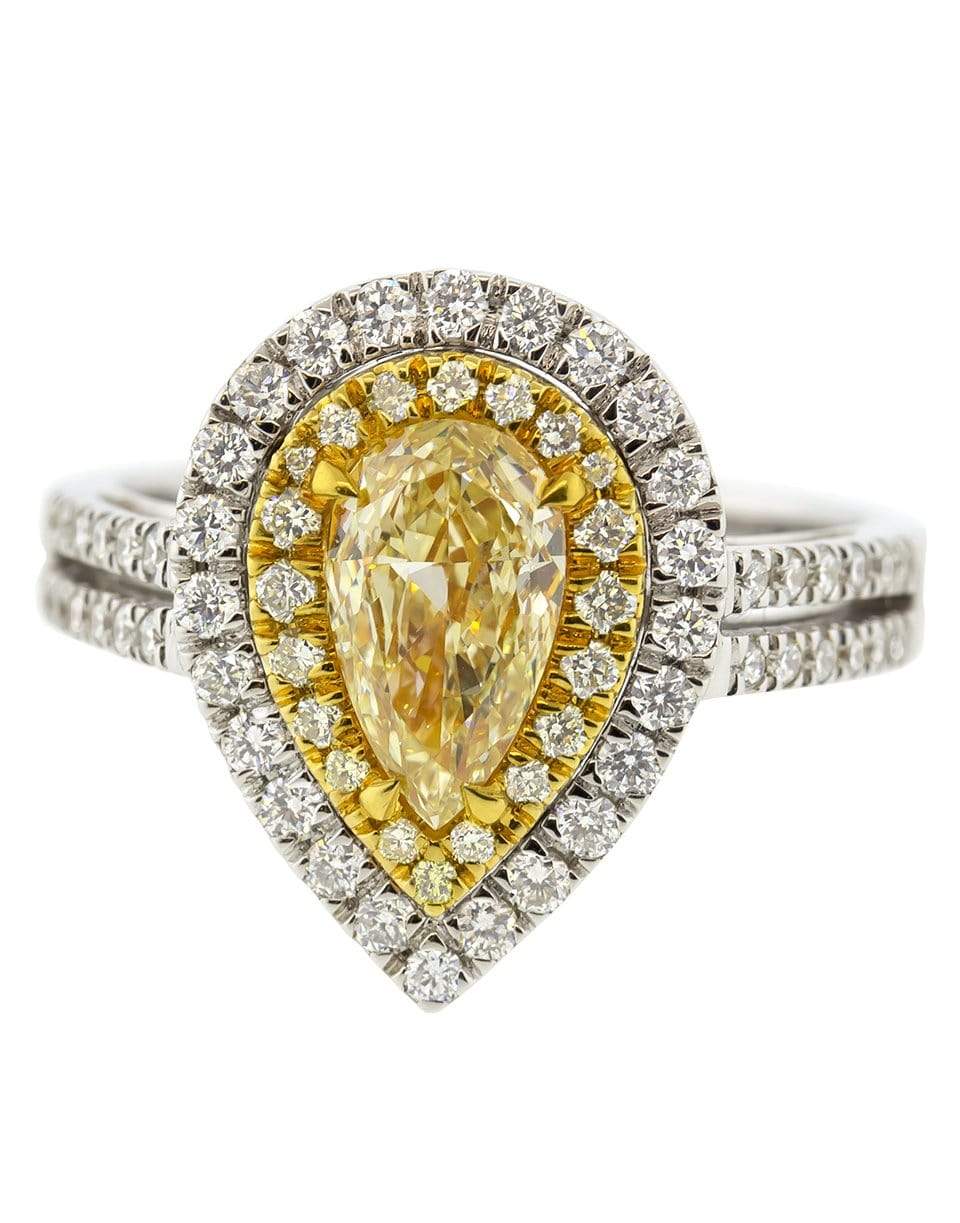 MARISSA DIAMONDS-Two Row Yellow Pear Shape Diamond Ring-WHITE GOLD