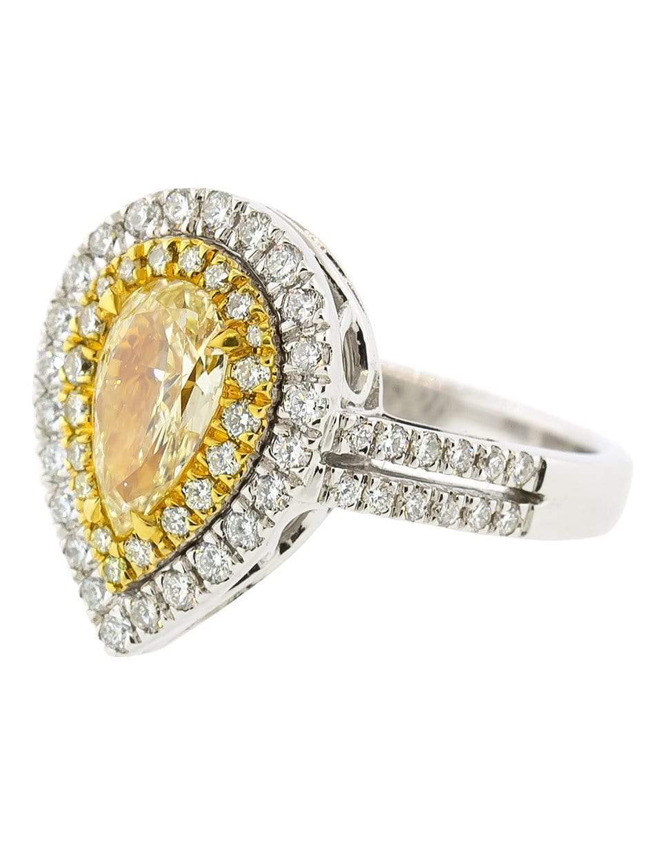 MARISSA DIAMONDS-Two Row Yellow Pear Shape Diamond Ring-WHITE GOLD