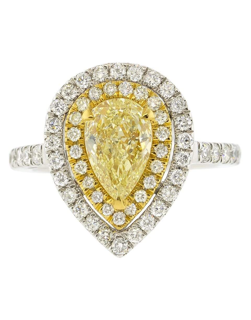 MARISSA DIAMONDS-Single Row Yellow Pear Shape Diamond Ring-WHITE GOLD