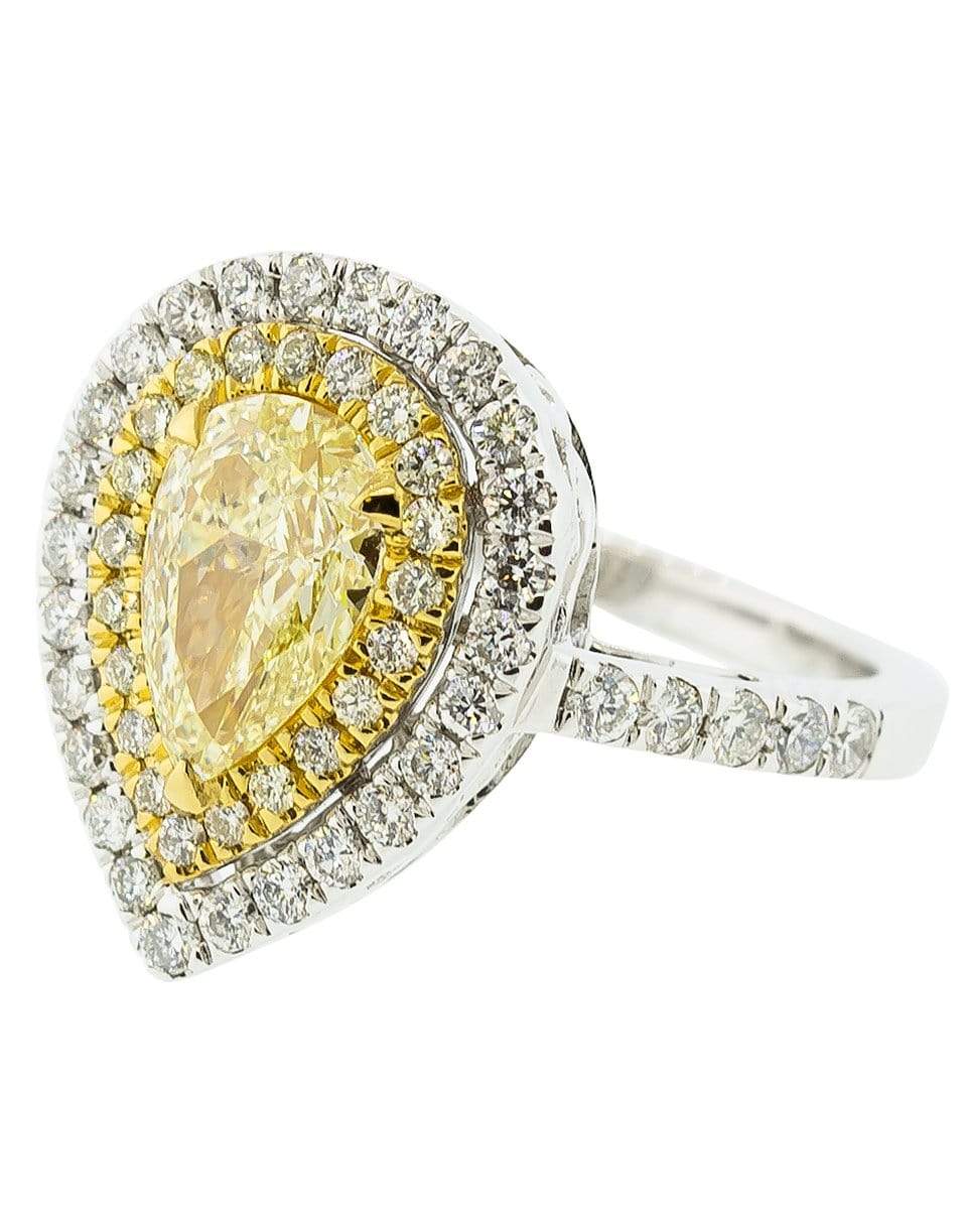 MARISSA DIAMONDS-Single Row Yellow Pear Shape Diamond Ring-WHITE GOLD
