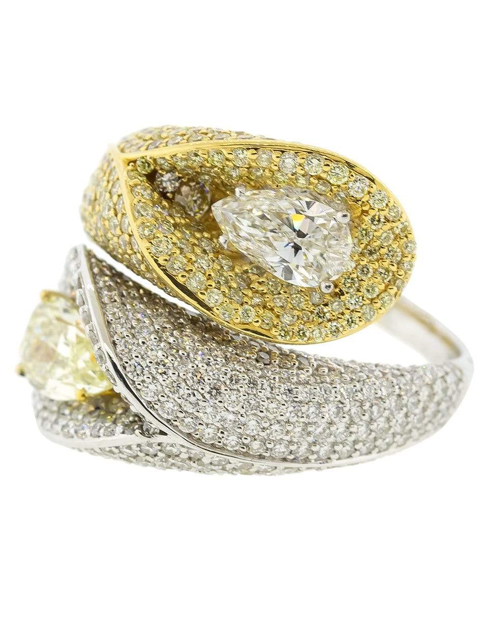 MARISSA DIAMONDS-Yellow and White Pear Diamond Ring-WHITE GOLD