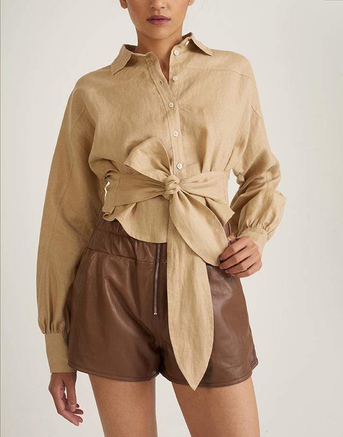 MARISSA WEBB-Emmerson Linen Tie Front Shirt-