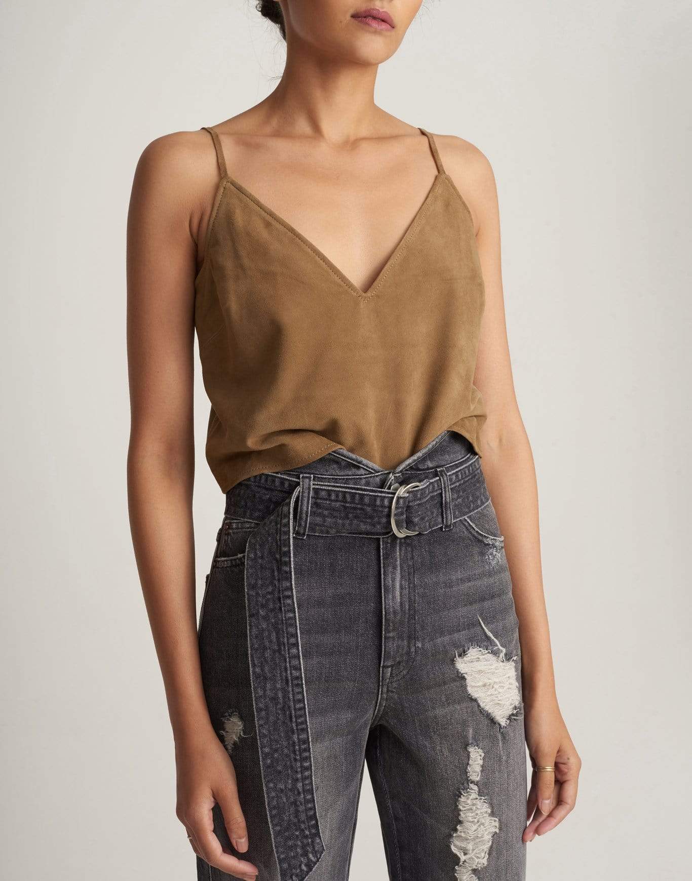 MARISSA WEBB-Kami Suede Top - Sandstone-