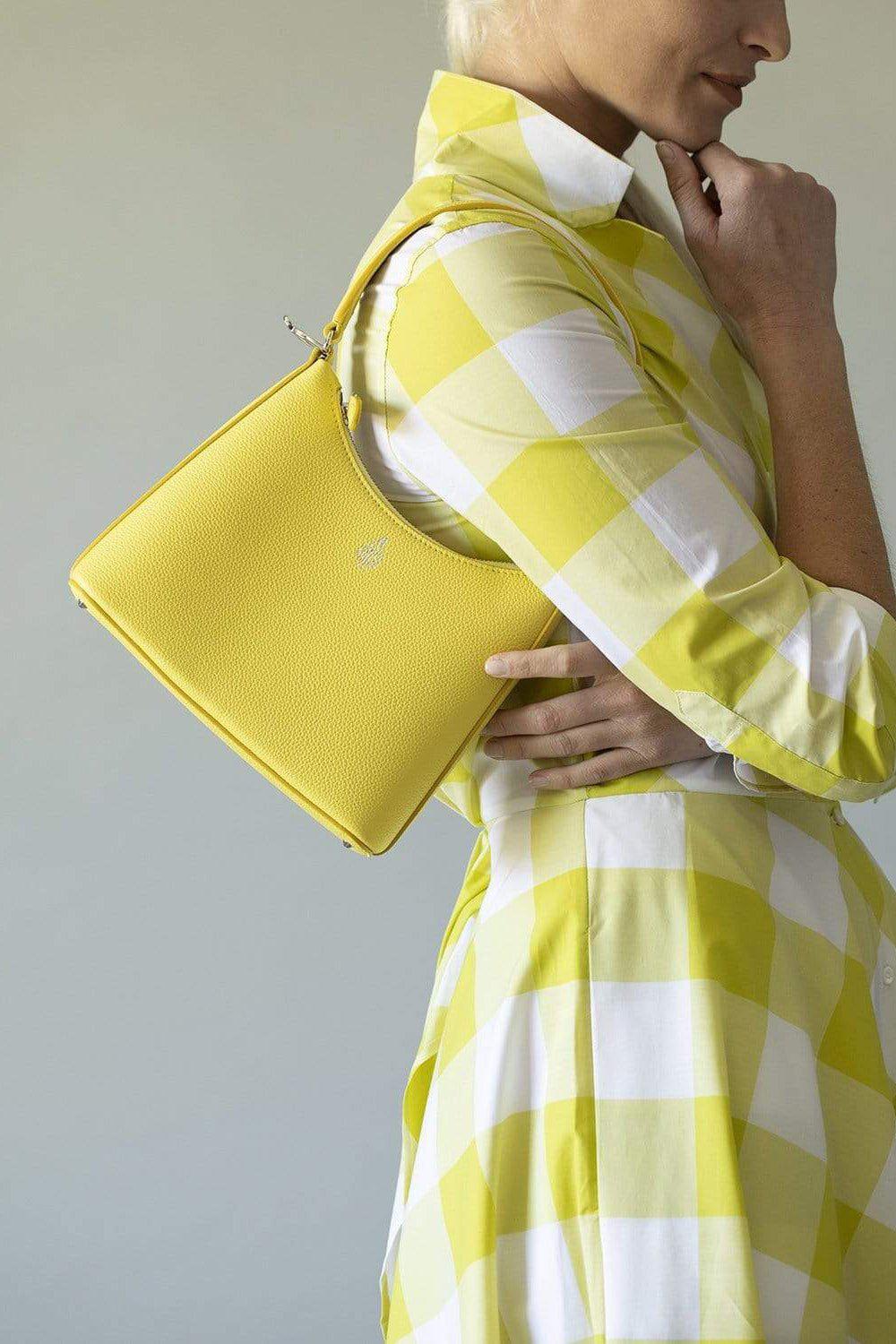 MARK CROSS-Lemon Murphy Zip Mini Hobo Leather Bag-LEMON
