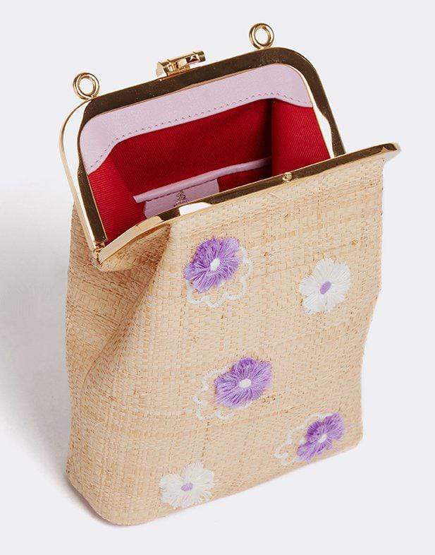 MARK CROSS-Embellished Susanna Crossbody Leather Frame Pouch Bag-NAT/LIL