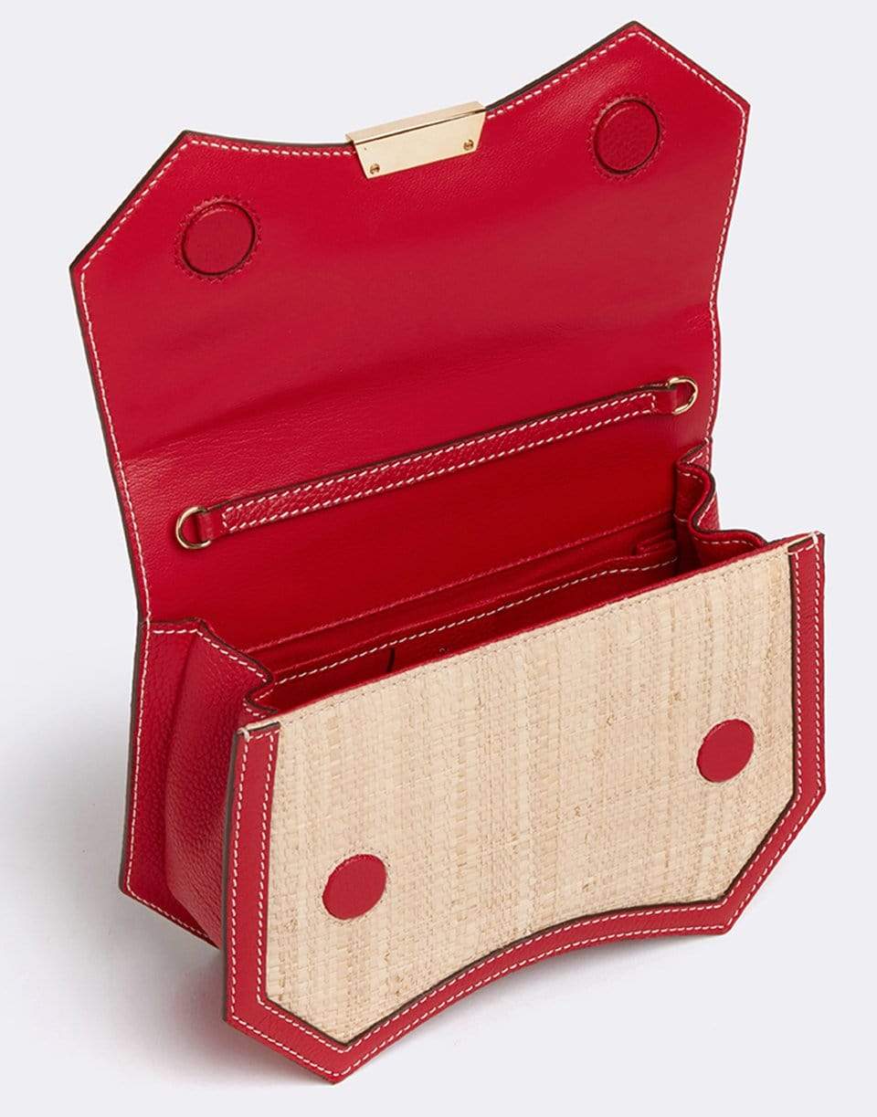 MARK CROSS-Madeline Evening Raffia and Leather Clutch-RED