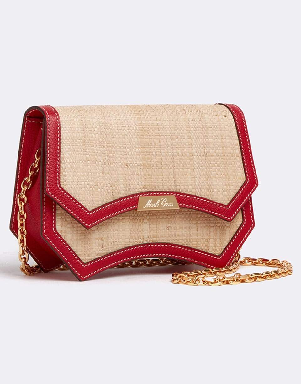 MARK CROSS-Madeline Evening Raffia and Leather Clutch-RED