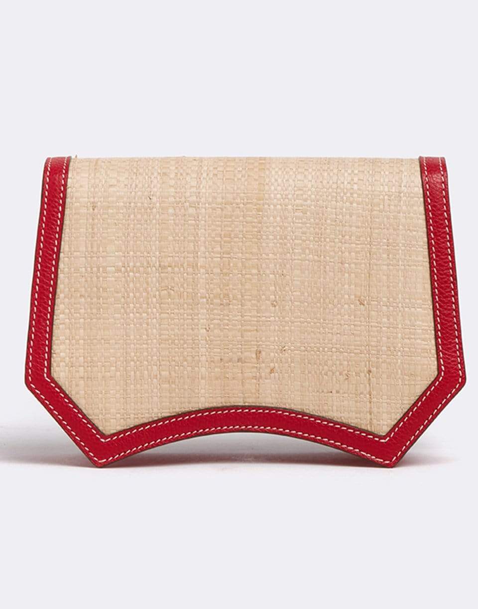 MARK CROSS-Madeline Evening Raffia and Leather Clutch-RED