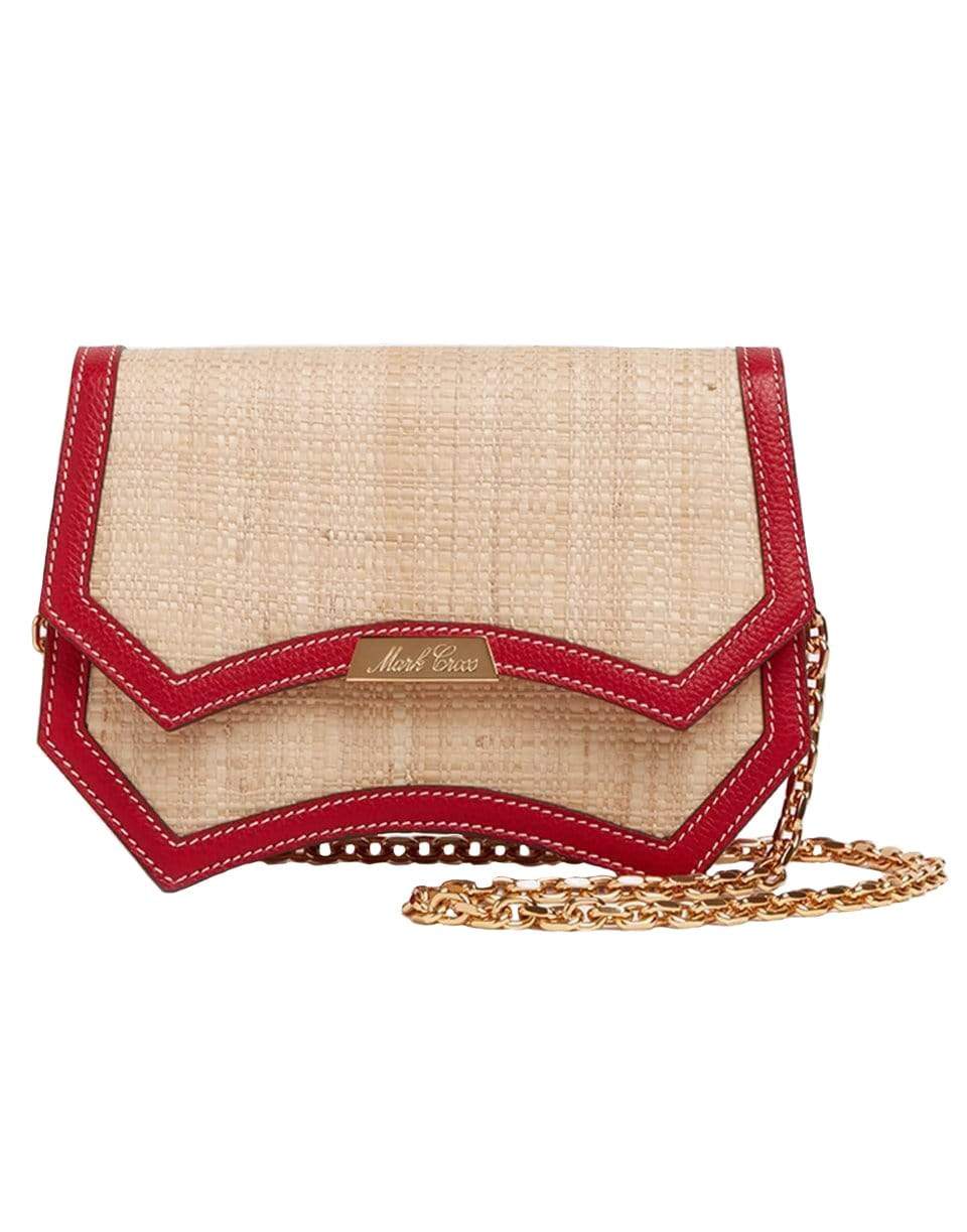 MARK CROSS-Madeline Evening Raffia and Leather Clutch-RED
