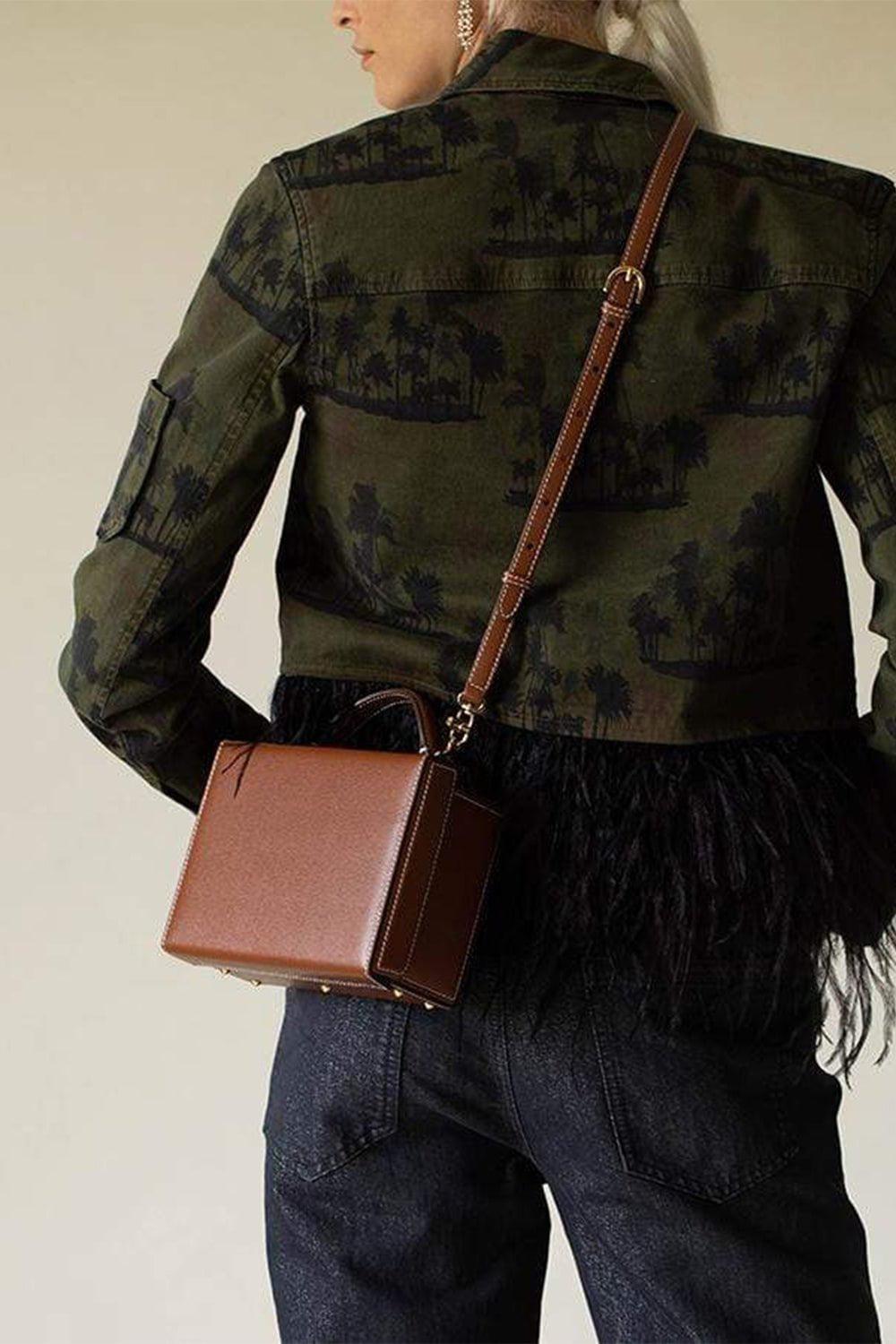 MARK CROSS-Acorn Grace Small Franzi Leather Box Bag-ACORN