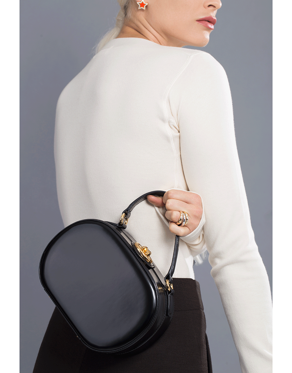 MARK CROSS-Black Gianna Oval Box Bag-BLACK