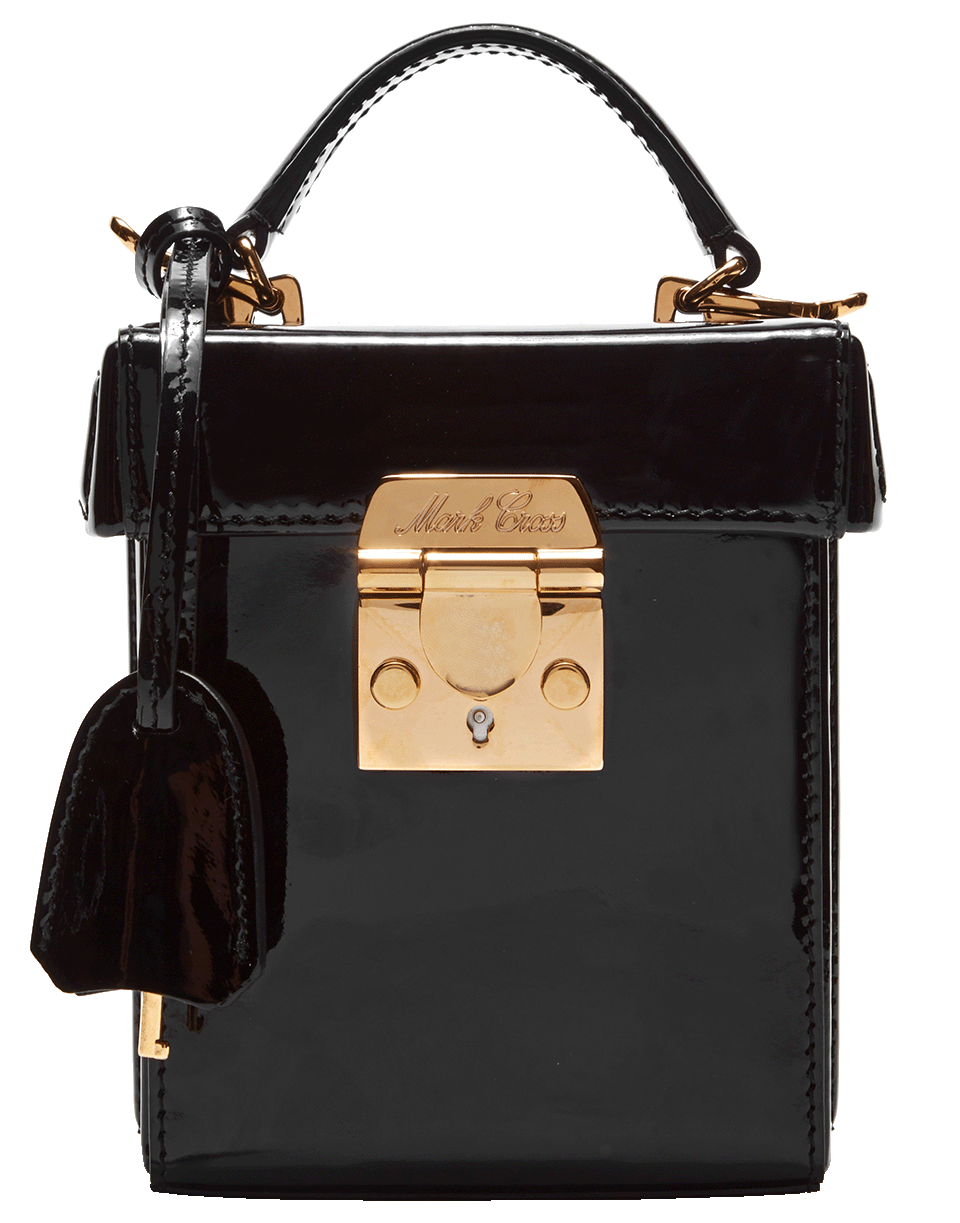 MARK CROSS-Grace Patent Leather Cube Box Bag-BLACK