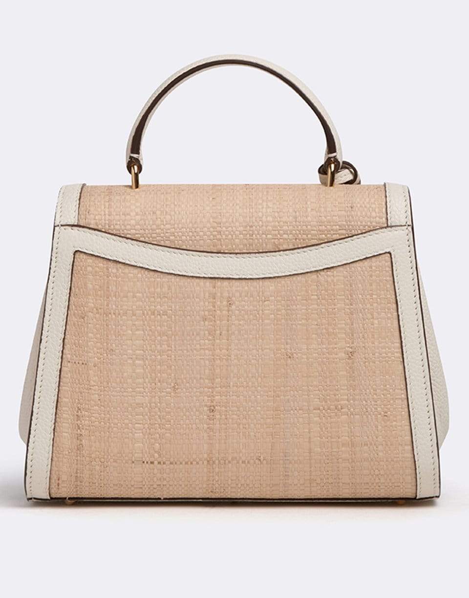 MARK CROSS-Madeline Mini Lady Raffia and Leather Top Handle Bag-BONE