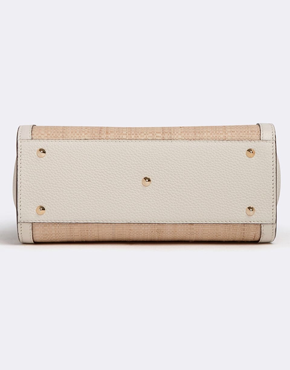 MARK CROSS-Madeline Mini Lady Raffia and Leather Top Handle Bag-BONE