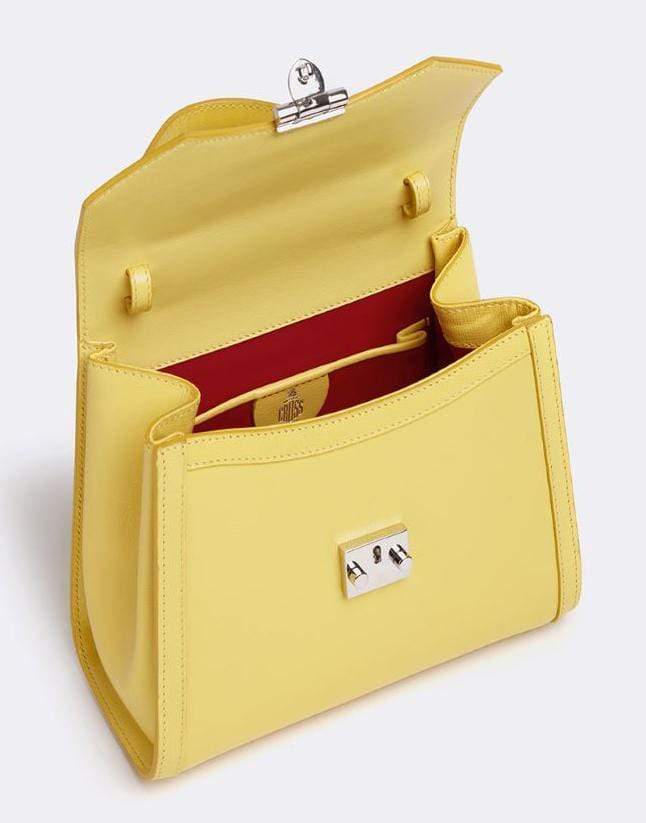 MARK CROSS-Madeline Mini Lady Leather Top Handle Bag-LEMON