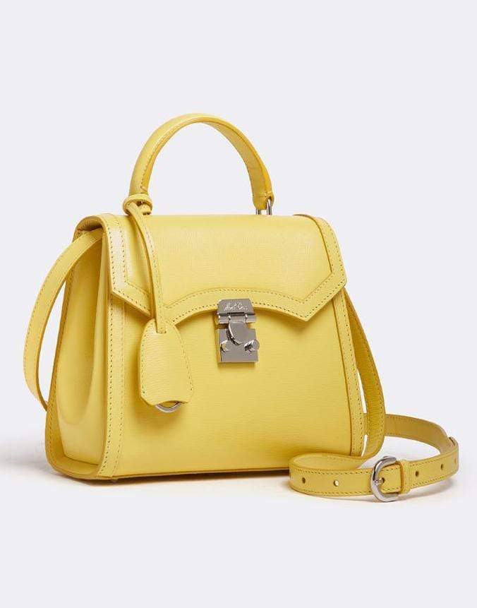 MARK CROSS-Madeline Mini Lady Leather Top Handle Bag-LEMON