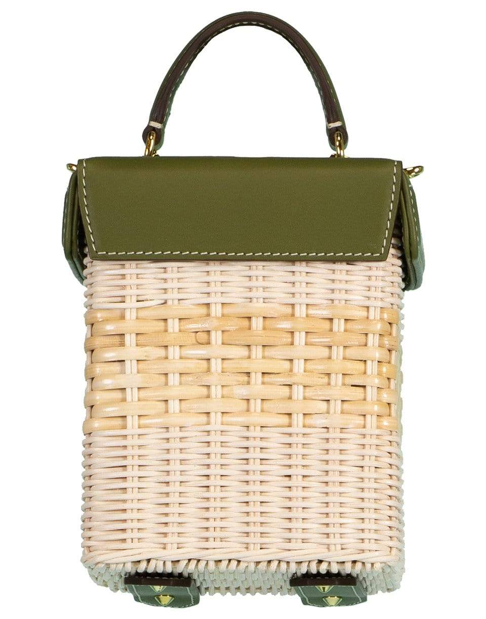 MARK CROSS-Avocado Grace Cube Rattan Bag-NAT/AVO