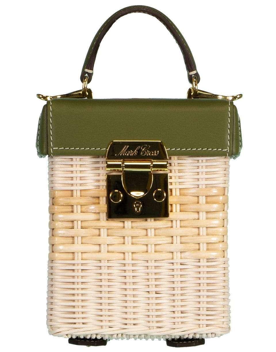 MARK CROSS-Avocado Grace Cube Rattan Bag-NAT/AVO