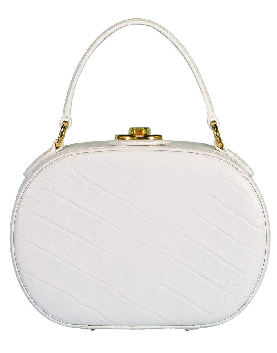 MARK CROSS-White Croc Stamp Gianna Oval Box-WHITE