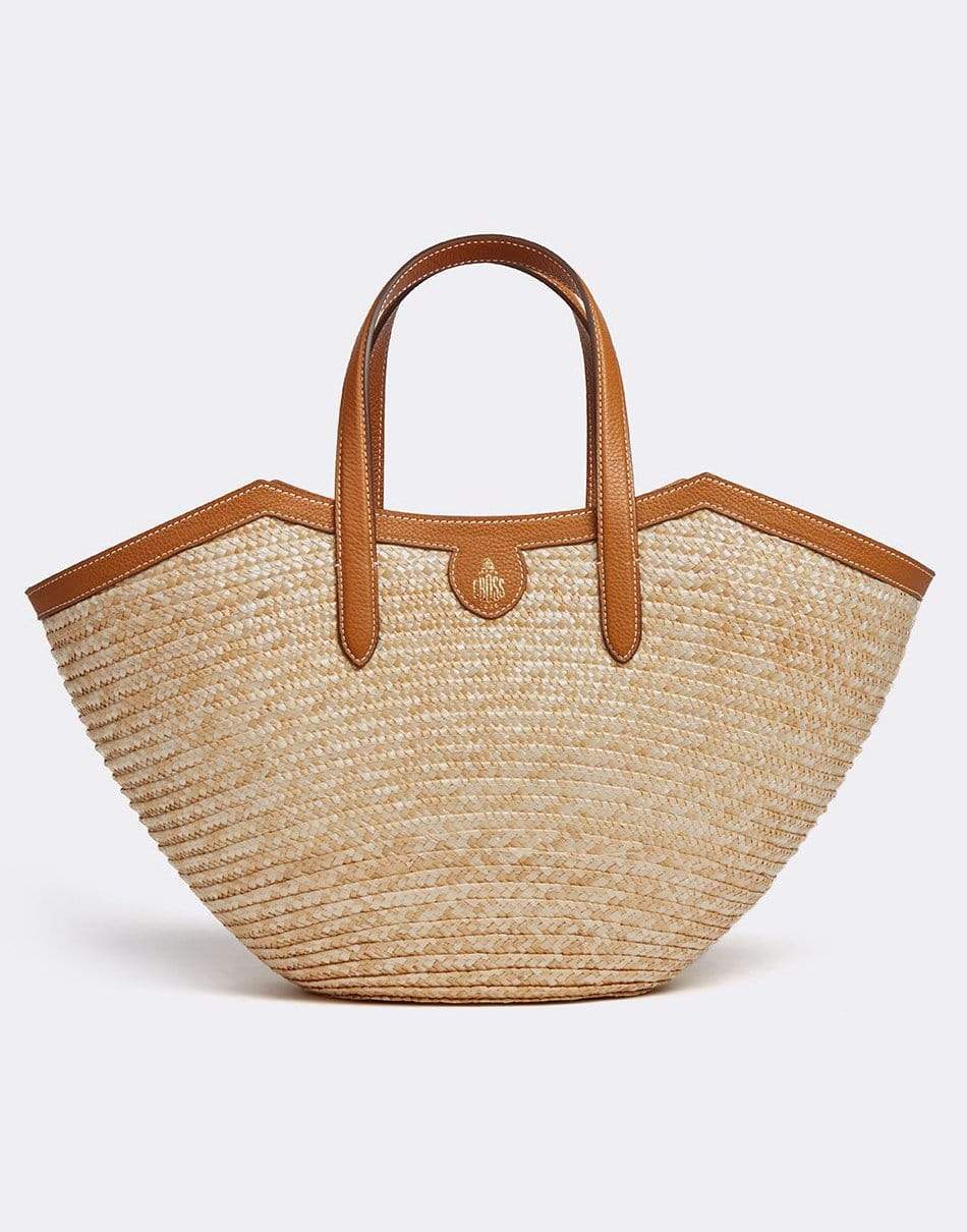 MARK CROSS-Madeline Straw & Leather Basket Bag - Luggage-BONE