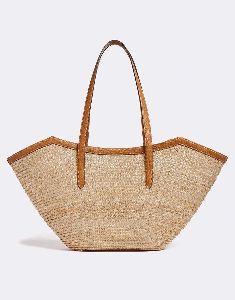 MARK CROSS-Madeline Large Straw and Leather Basket Bag-LUGGAGE