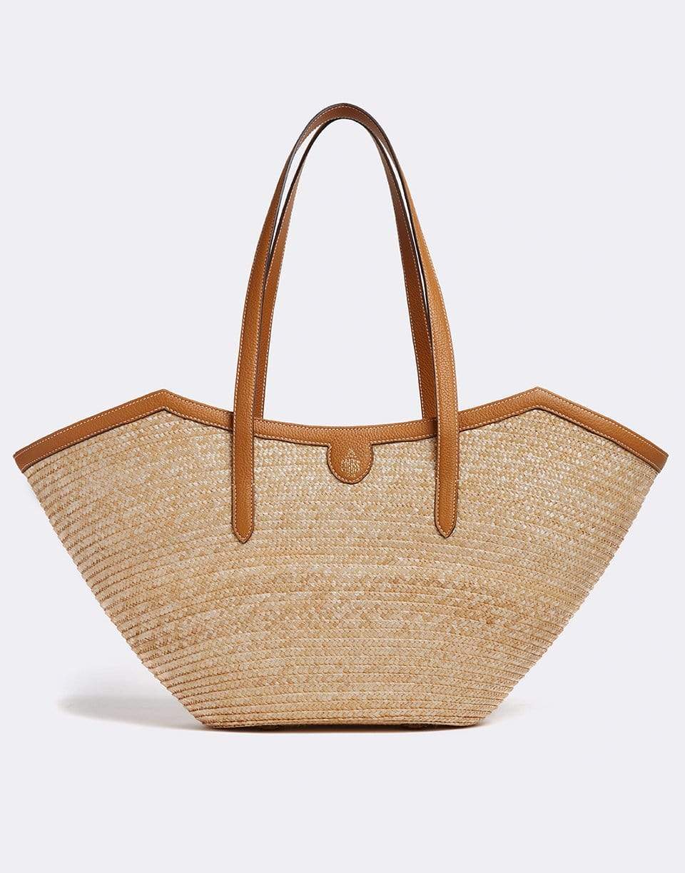 MARK CROSS-Madeline Large Straw and Leather Basket Bag-LUGGAGE