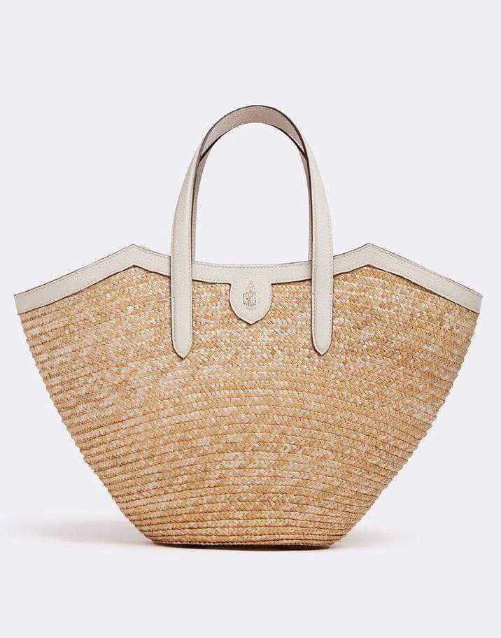 MARK CROSS-Madeline Straw & Leather Basket Bag - Bone-NAT/LUG