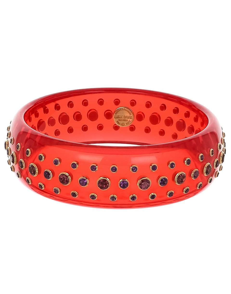 MARK DAVIS-Amethyst and Garnet Red Bakelite Bangle-YELLOW GOLD