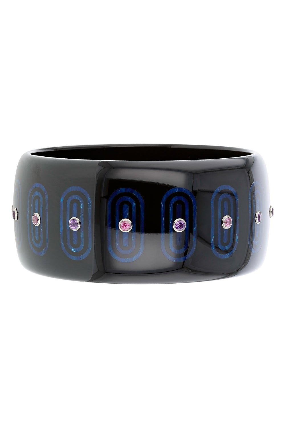 MARK DAVIS-Amethyst Black Bakelite Bangle-YELLOW GOLD