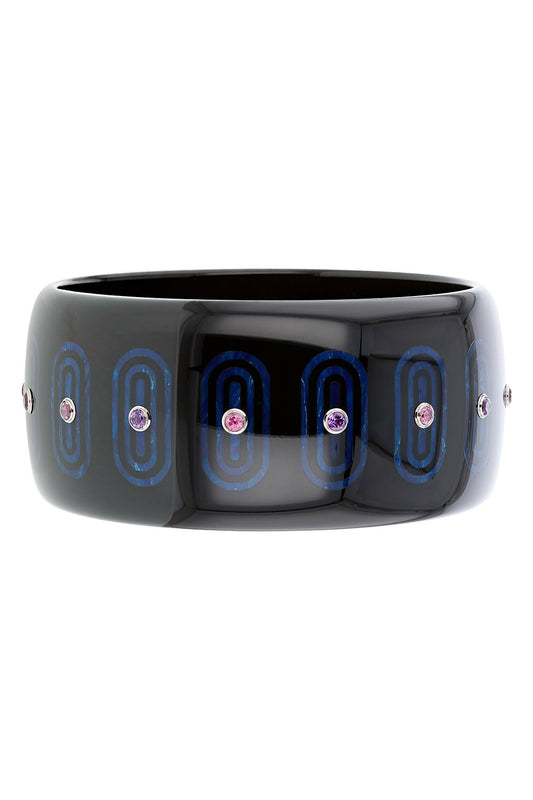 MARK DAVIS-Amethyst Black Bakelite Bangle-YELLOW GOLD