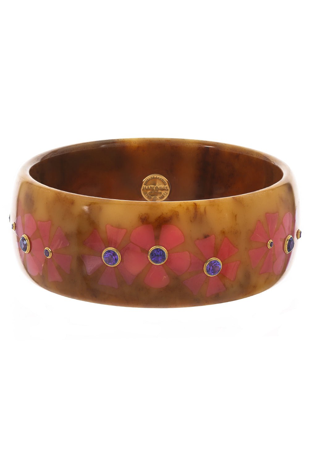 MARK DAVIS-Amethyst Brown Bakelite Bangle-YELLOW GOLD