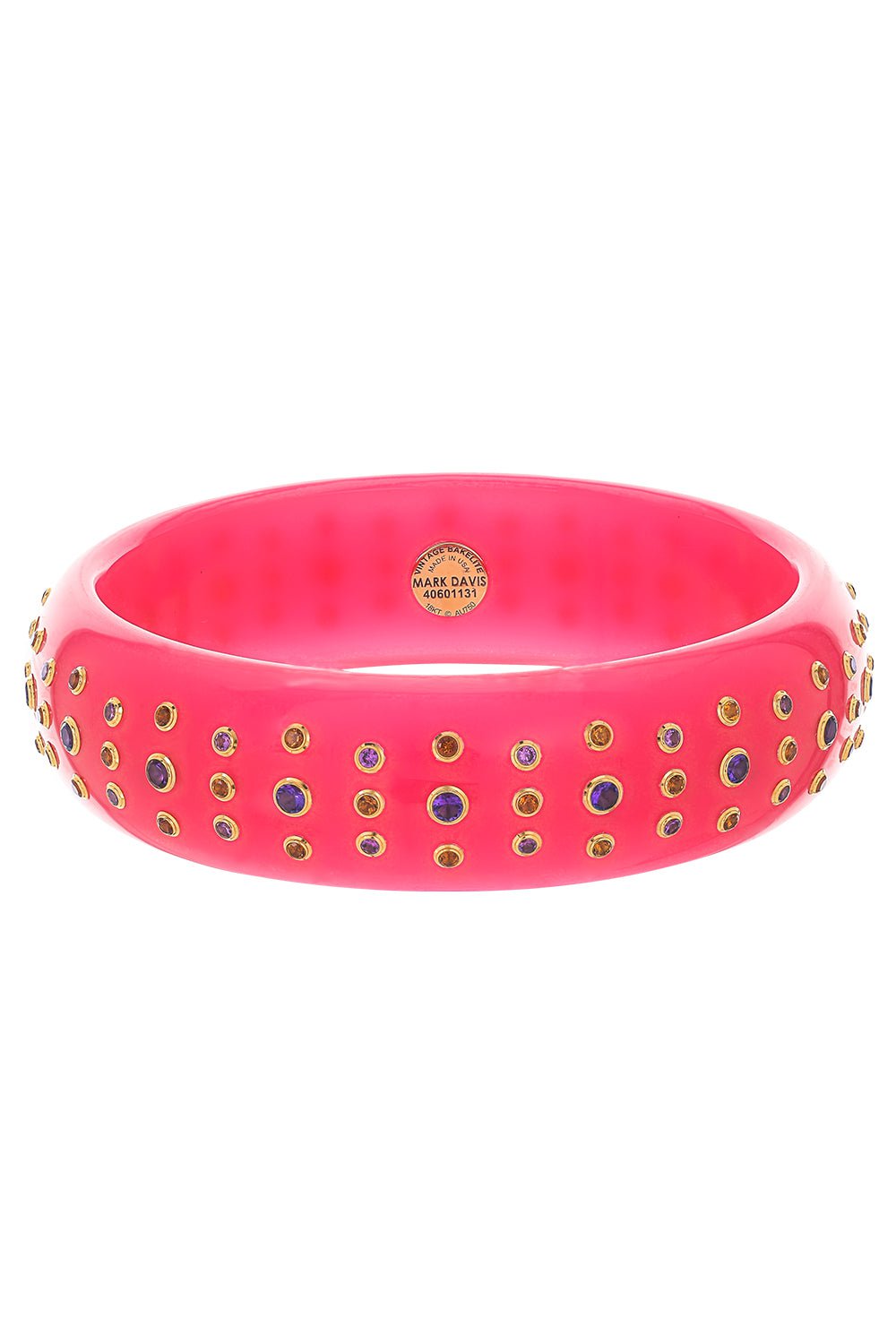 MARK DAVIS-Amethyst Citrine Pink Bakelite Bangle-YELLOW GOLD