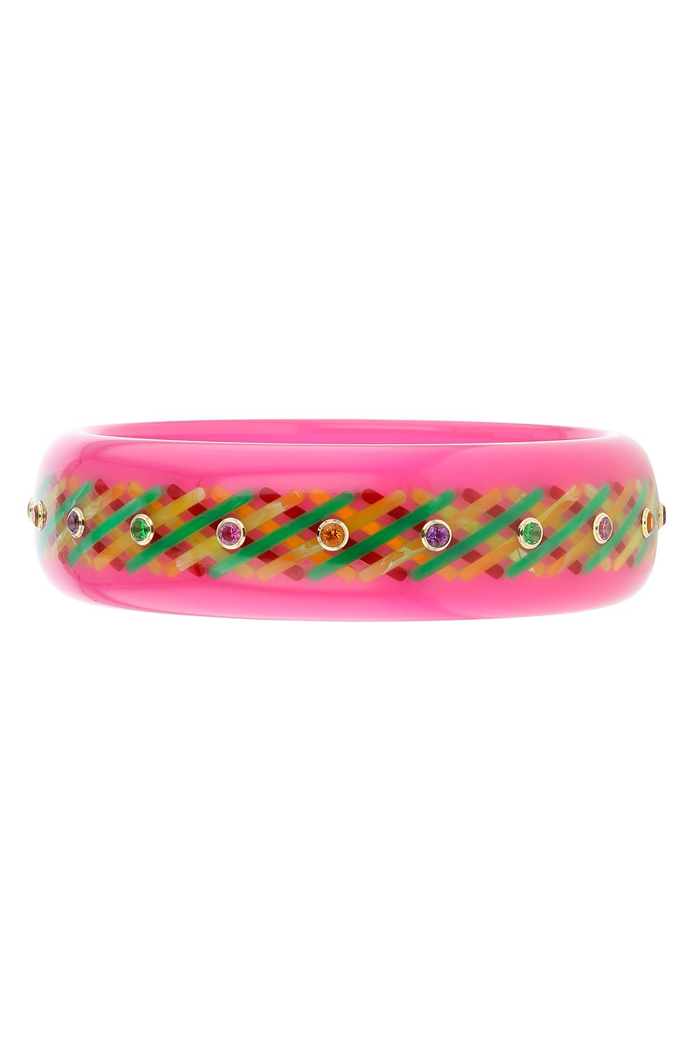 MARK DAVIS-Amethyst Citrine Pink Bakelite Bangle-YELLOW GOLD