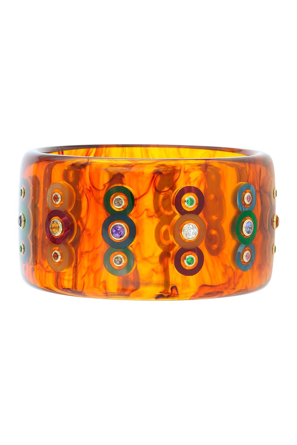 MARK DAVIS-Amethyst Citrine Tortoise Bakelite Bangle-YELLOW GOLD