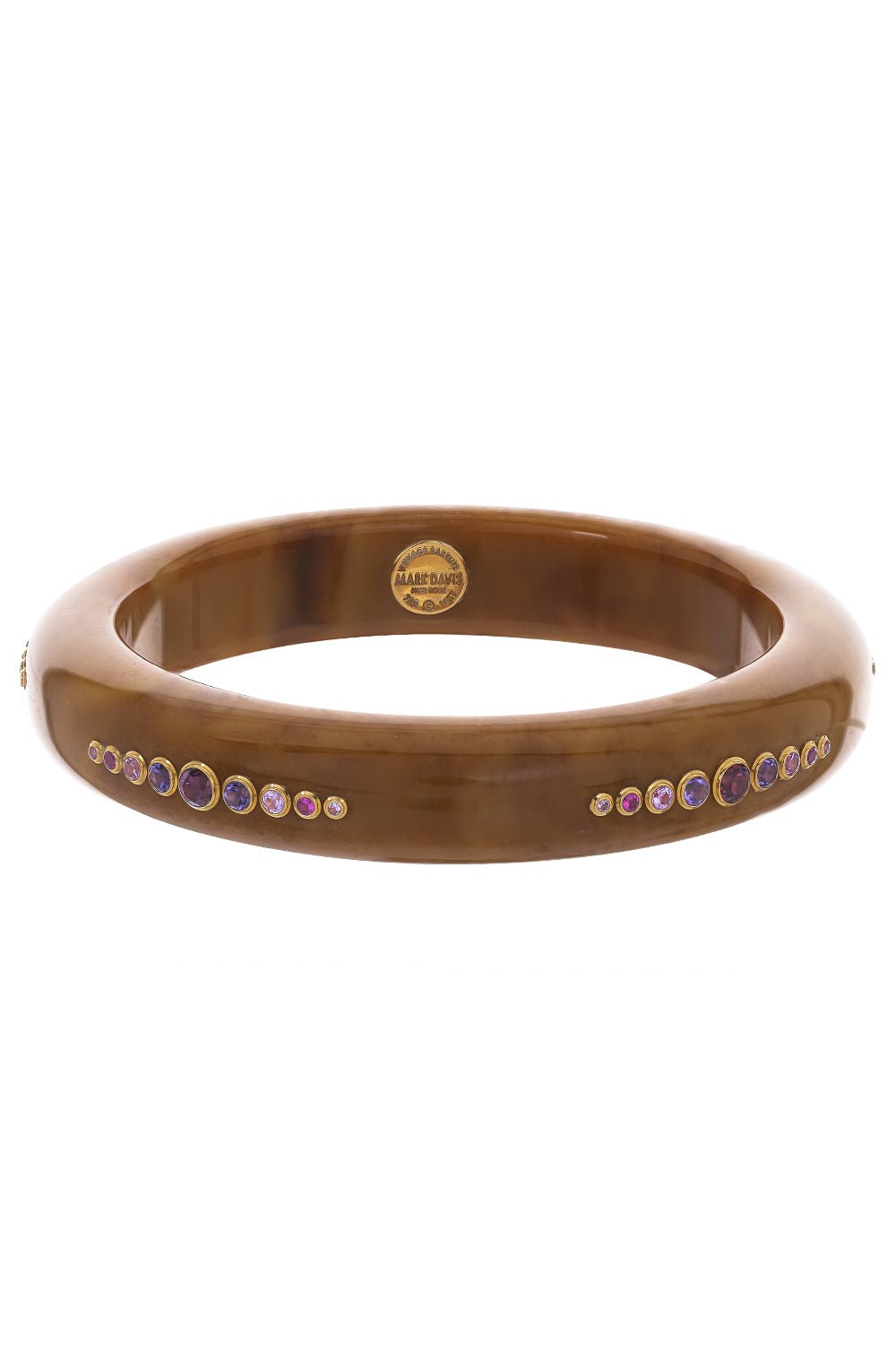 MARK DAVIS-Amethyst Garnet Brown Bakelite Bangle-YELLOW GOLD
