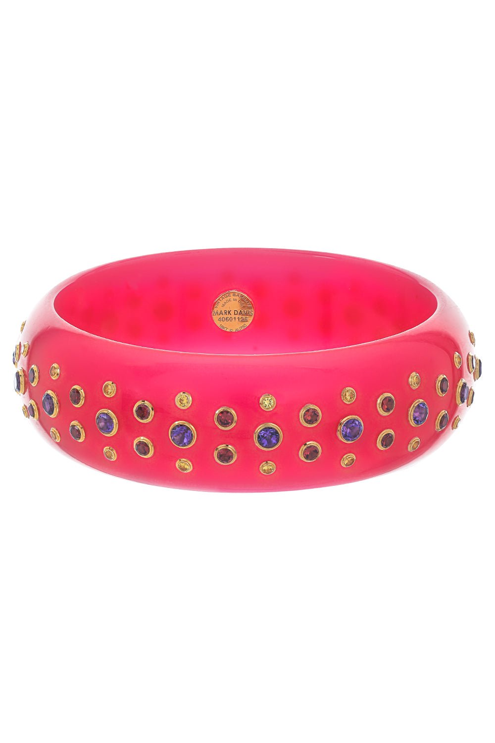 MARK DAVIS-Amethyst Garnet Pink Bakelite Bangle-YELLOW GOLD