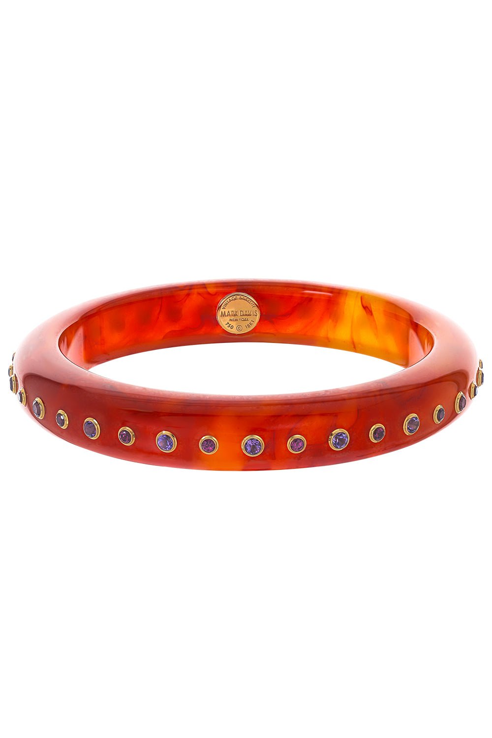MARK DAVIS-Amethyst Garnet Tortoise Bakelite Bangle-YELLOW GOLD
