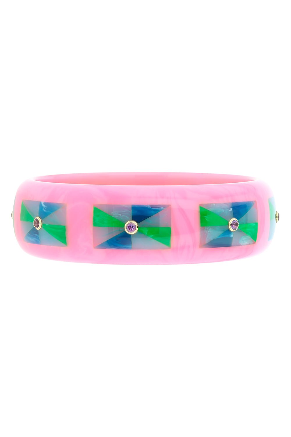 MARK DAVIS-Amethyst Pink Bakelite Bangle-YELLOW GOLD
