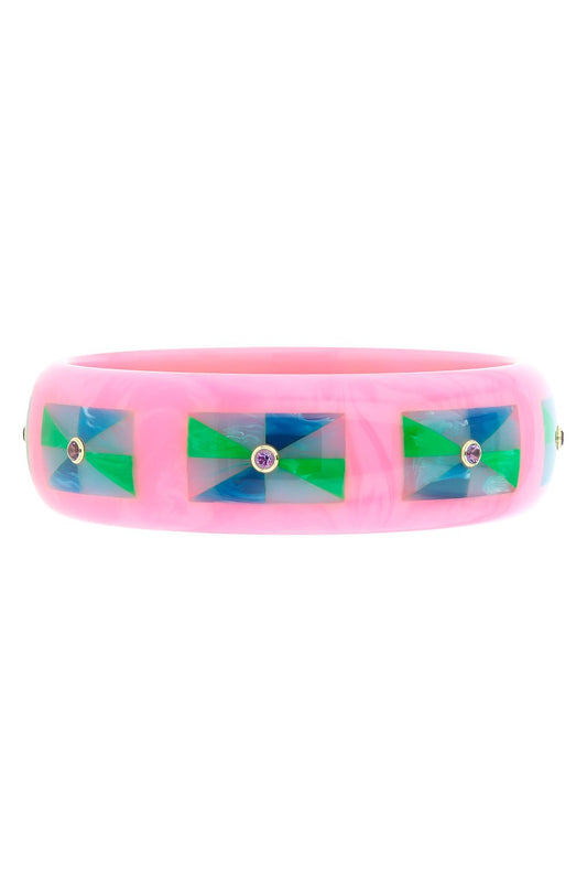 MARK DAVIS-Amethyst Pink Bakelite Bangle-YELLOW GOLD