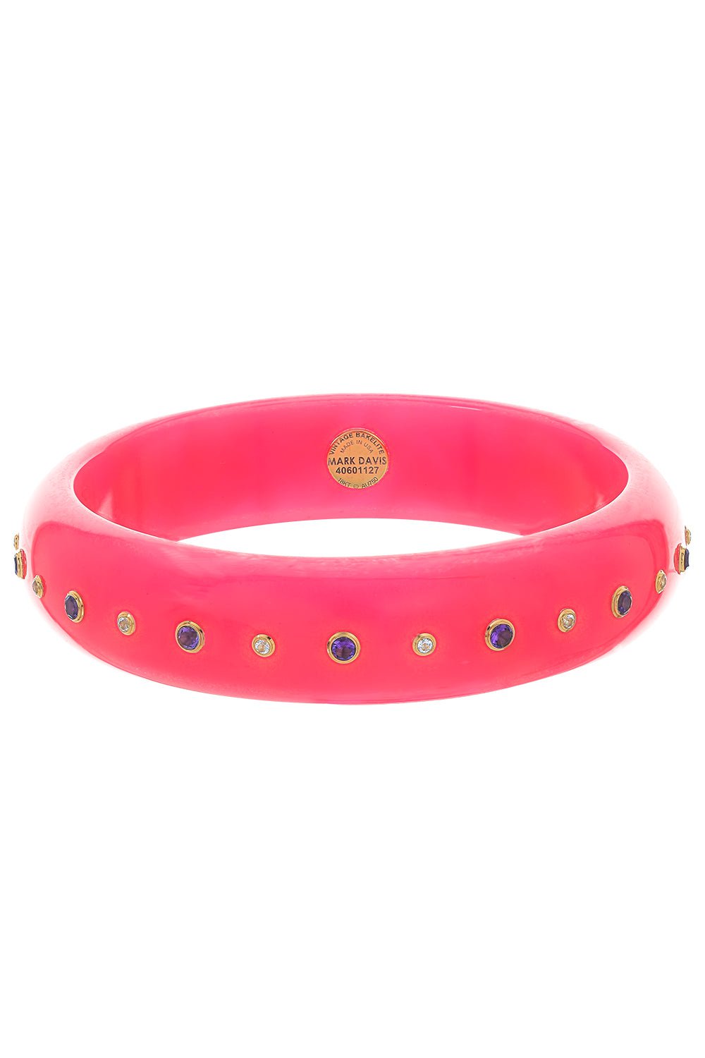 MARK DAVIS-Amethyst Topaz Pank Bakelite Bangle-YELLOW GOLD