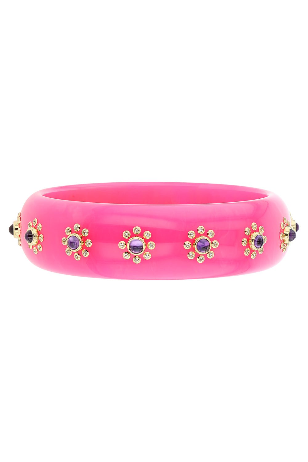 MARK DAVIS-Amethyst Topaz Pink Bakelite Bangle-YELLOW GOLD