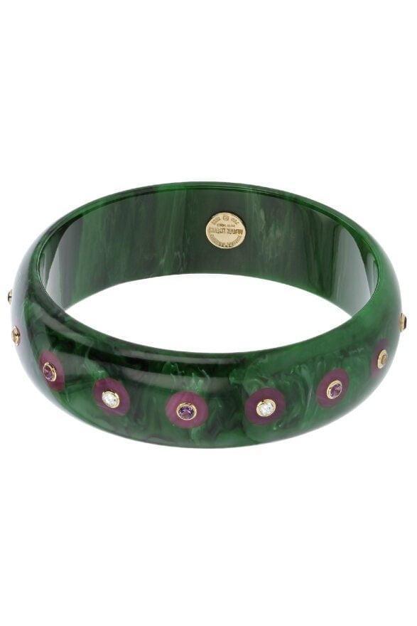 MARK DAVIS-Amethyst White Topaz Green Bakelite Bangle-YELLOW GOLD