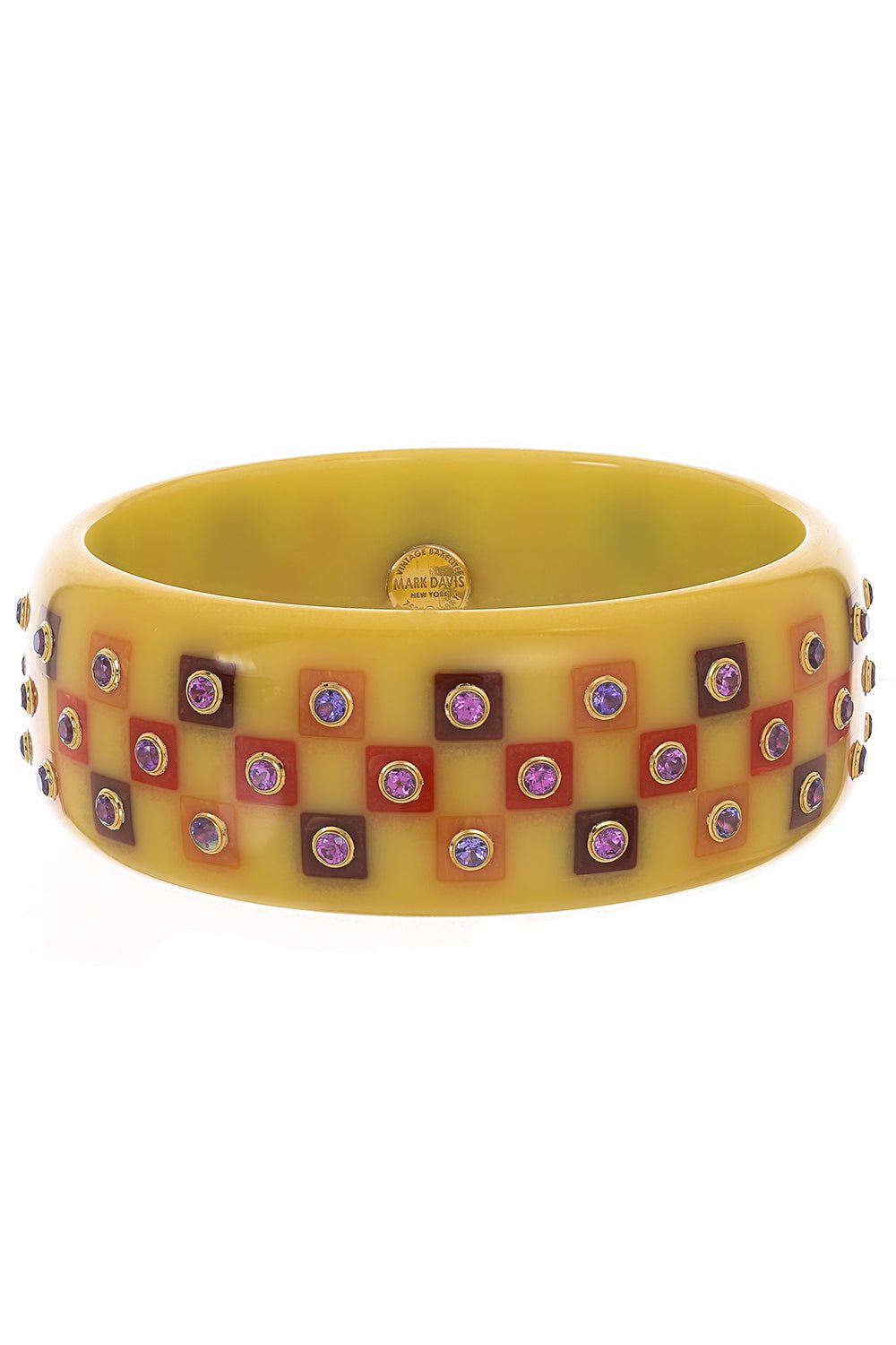 MARK DAVIS-Amethyst Yellow Bakelite Bangle Bracelet-YELLOW GOLD