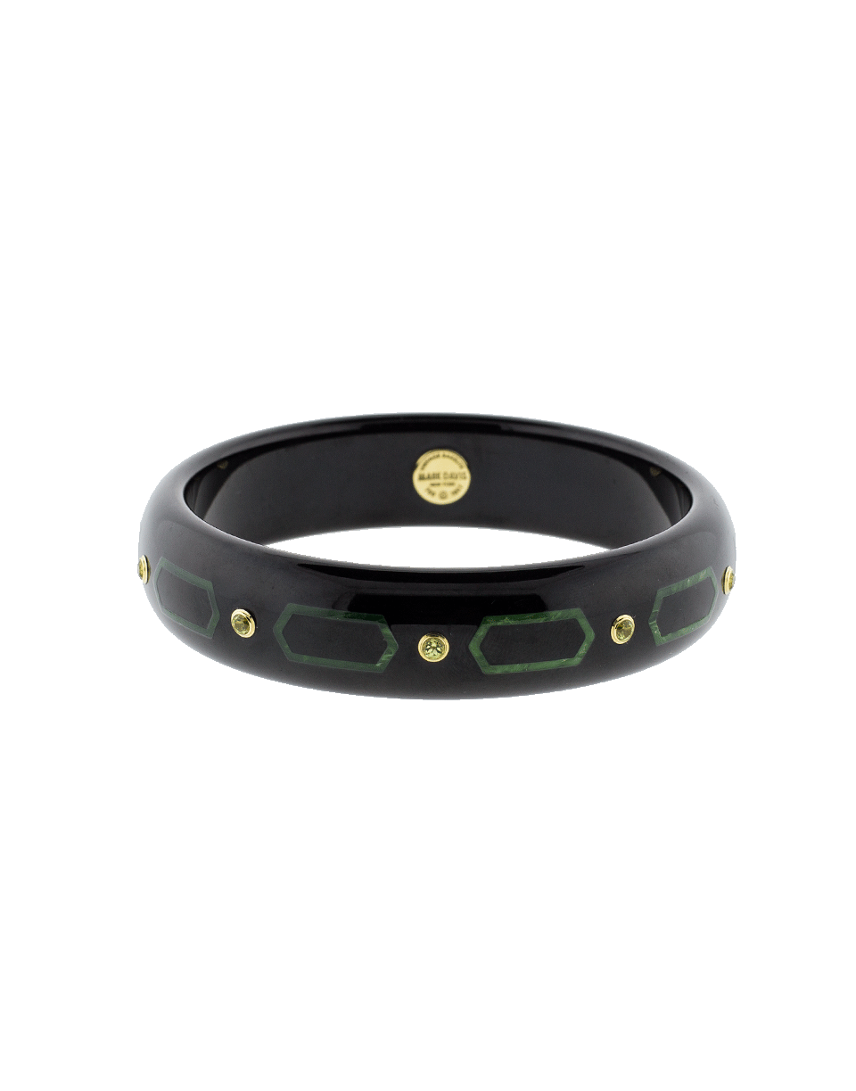 MARK DAVIS-Black And Green Bakelite Bangle-YELLOW GOLD