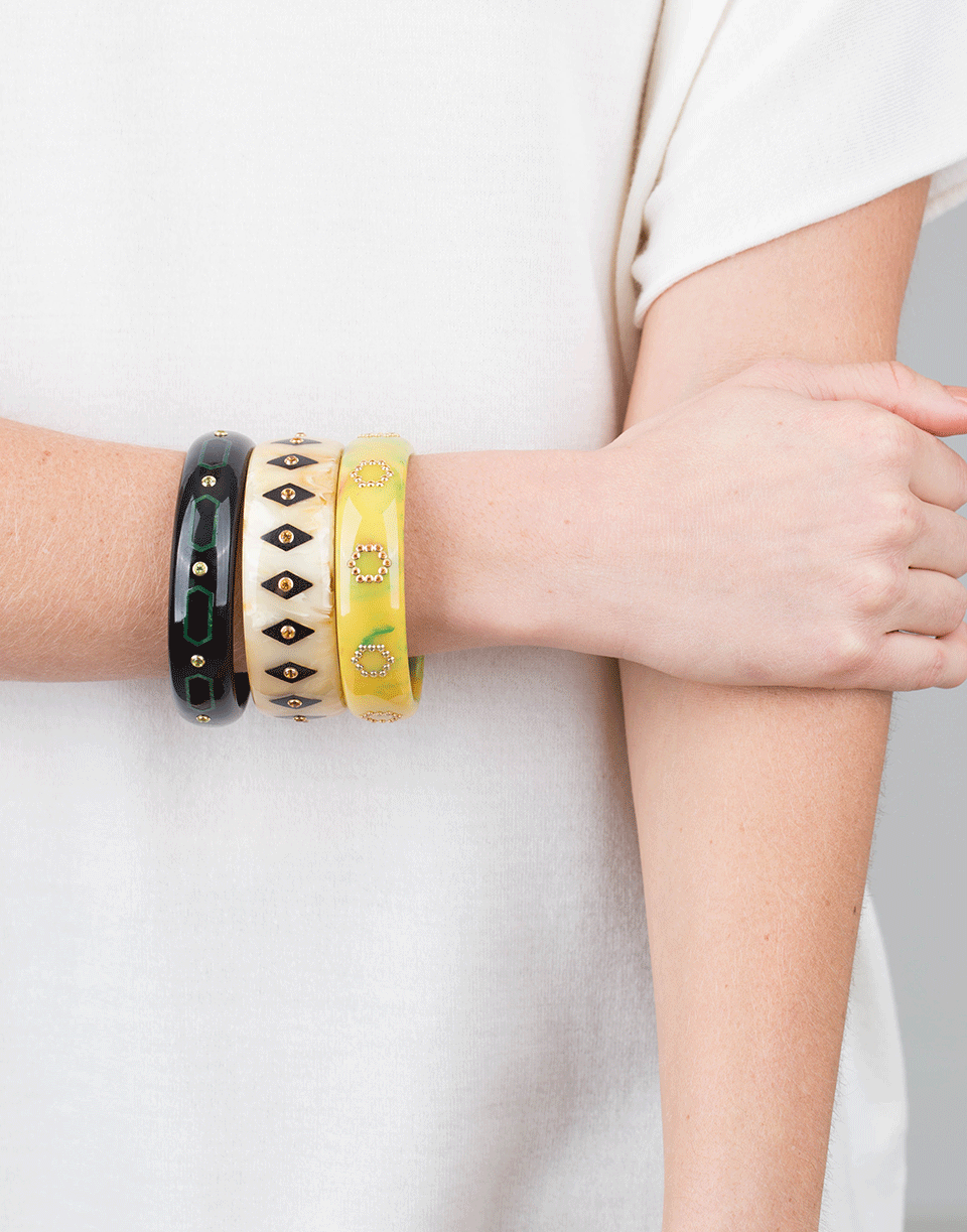 MARK DAVIS-Black And Green Bakelite Bangle-YELLOW GOLD