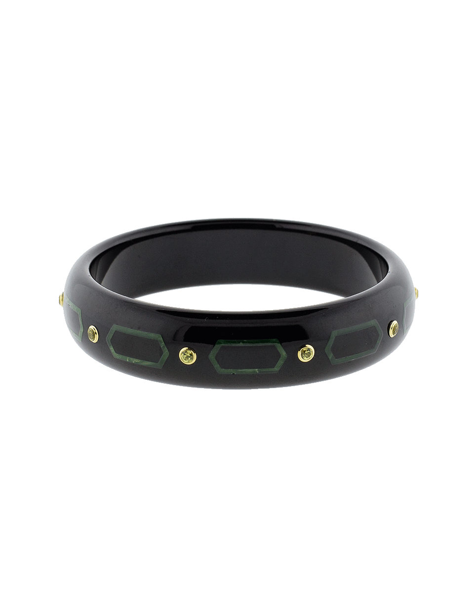 MARK DAVIS-Black And Green Bakelite Bangle-YELLOW GOLD