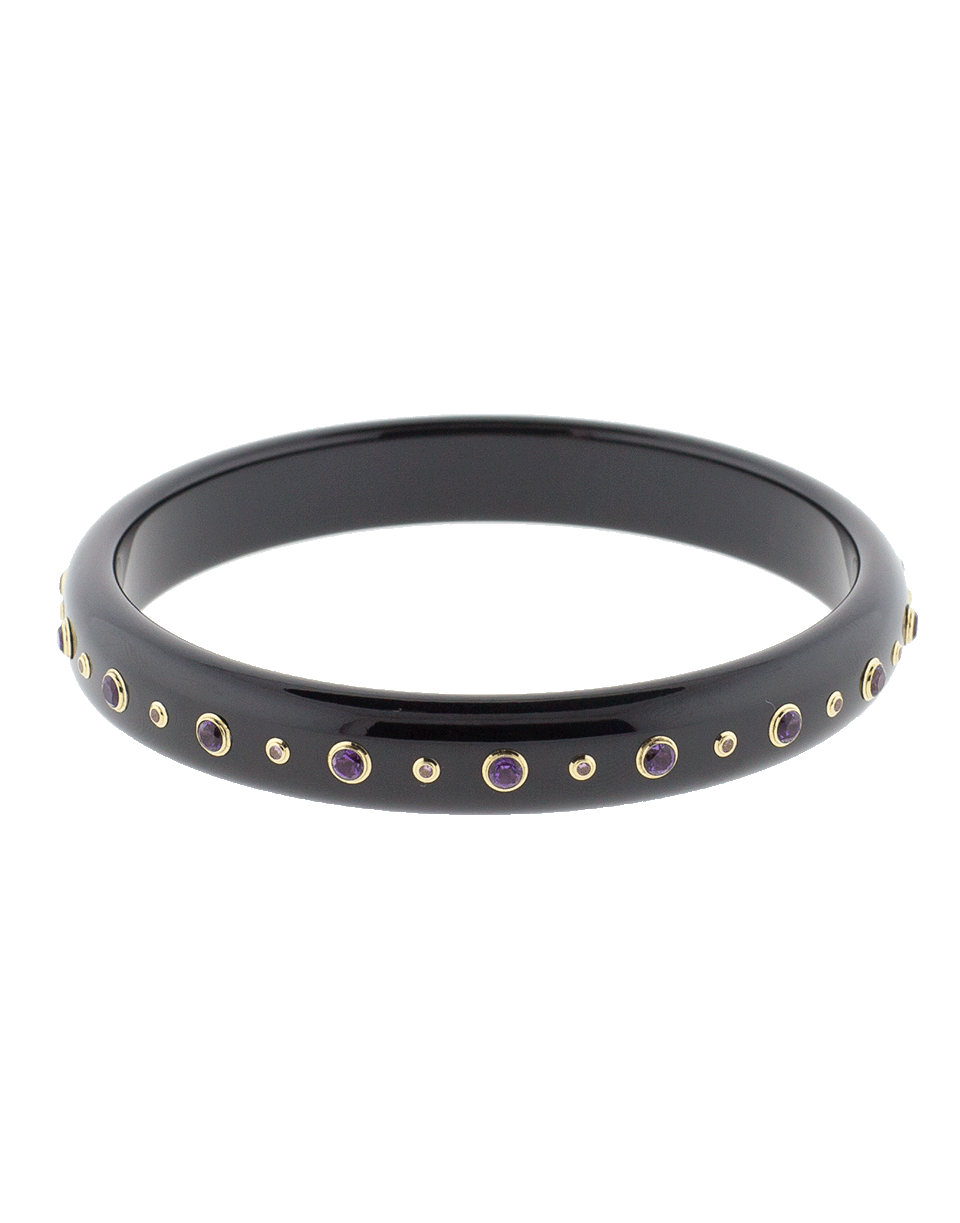 MARK DAVIS-Black Bakelite Bangle-YELLOW GOLD