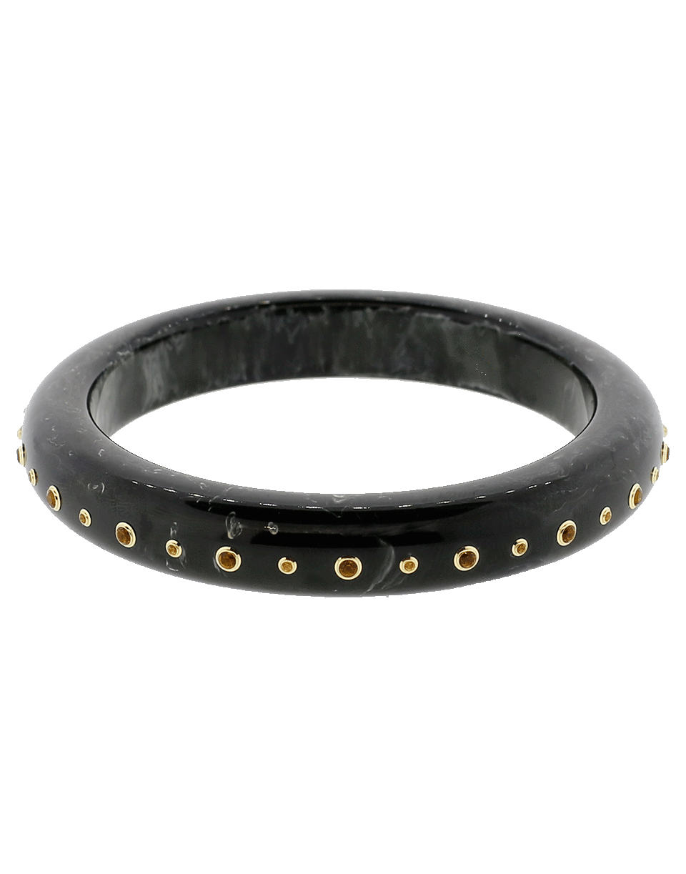 MARK DAVIS-Black Bakelite Bangle-YELLOW GOLD