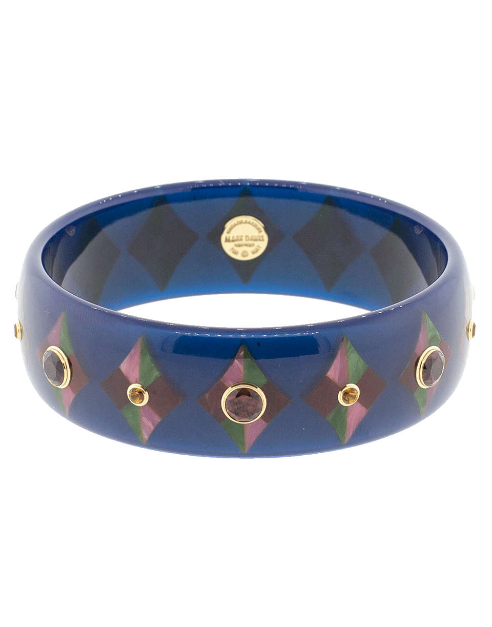 MARK DAVIS-Blue And Garnet Bakelite Bangle-YELLOW GOLD