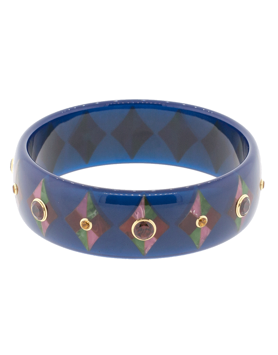 MARK DAVIS-Blue And Garnet Bakelite Bangle-YELLOW GOLD